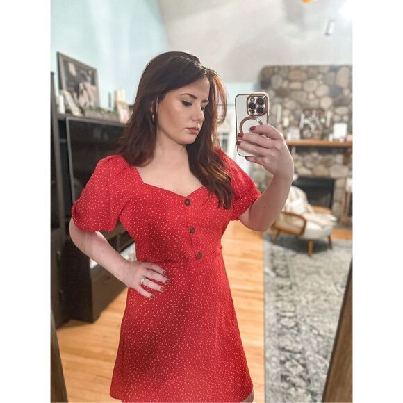 Monteau Red Polka Dot Dress - Picture 1 of 15